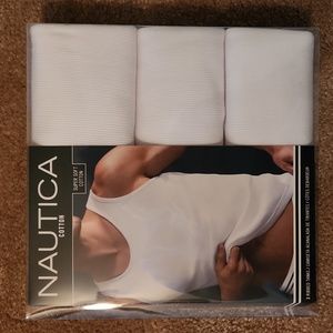 Nautica Men's Large Cotton 3 Ribbed Tanks